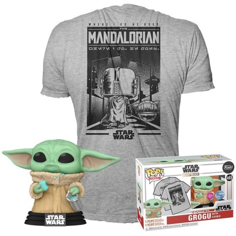 Pop and tee Grogu Cookies Baby Yoda Mandalorian Funko camiseta Talla M FLOCKED