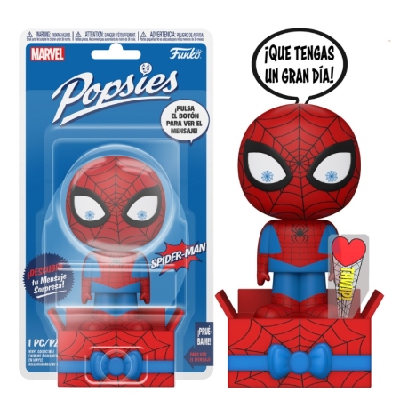 Figura Spiderman Spider-Man Vengadores Marvel Funko Popsie con mensaje