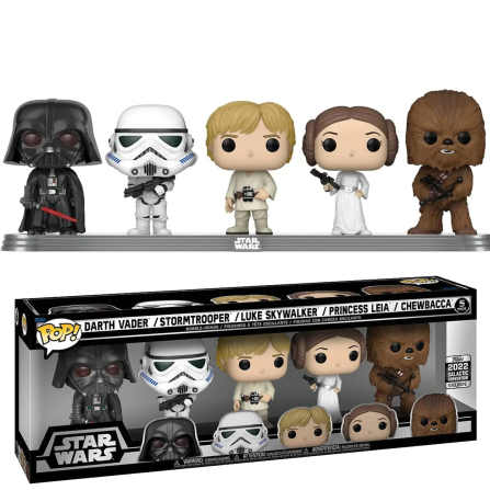 Pack 5 figuras Darth Vader Luke Skywaljker  Leia Stormtrooper Chewbacca Galactic Convention Star Wars Funko Pop