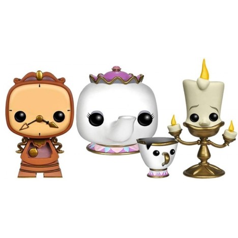 pack 3 Figuras Ding Dong Lumiere Potts y Chip Bella Bestia Funko